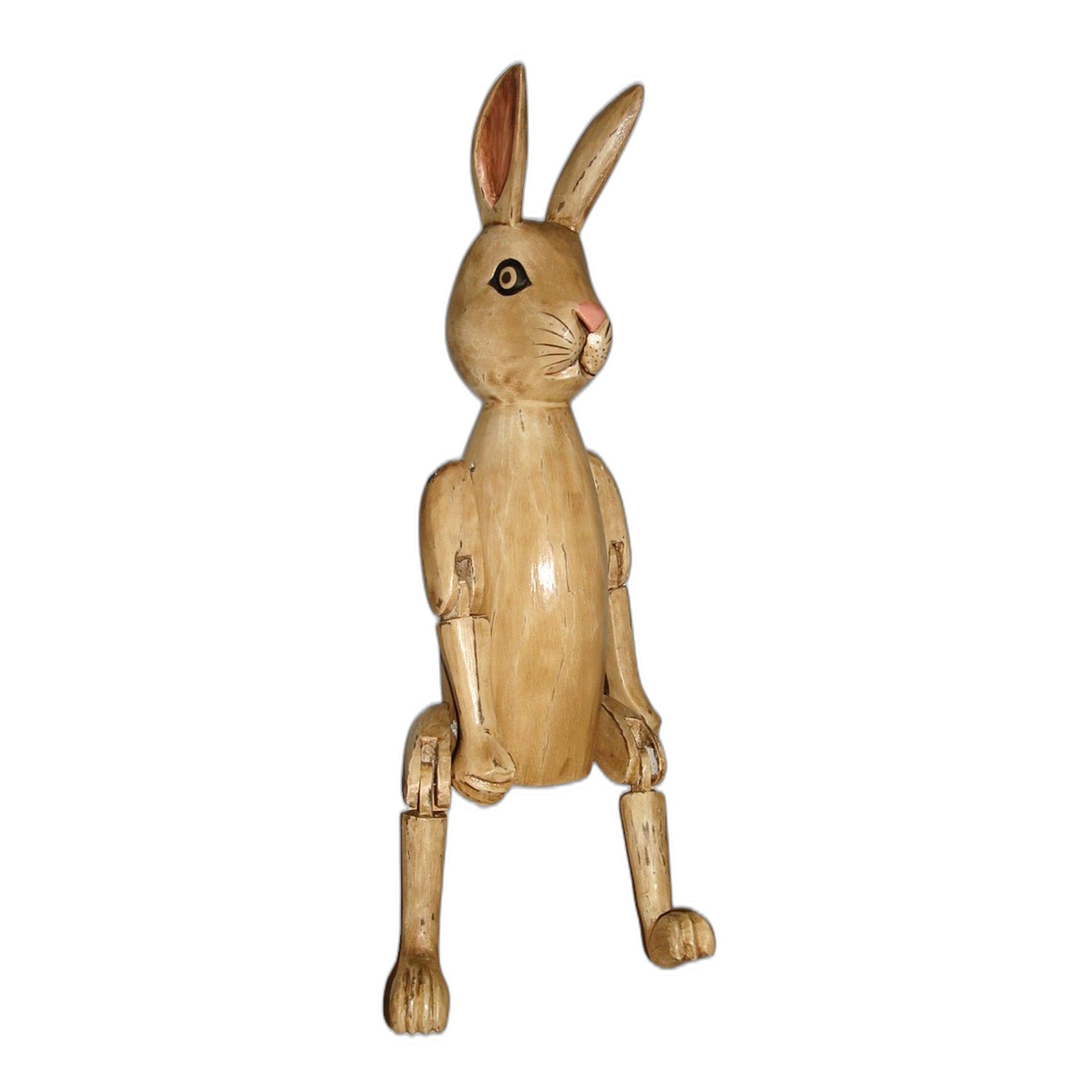 Bali articulated wooden rabbit, large, handmade jointed folk-art figure