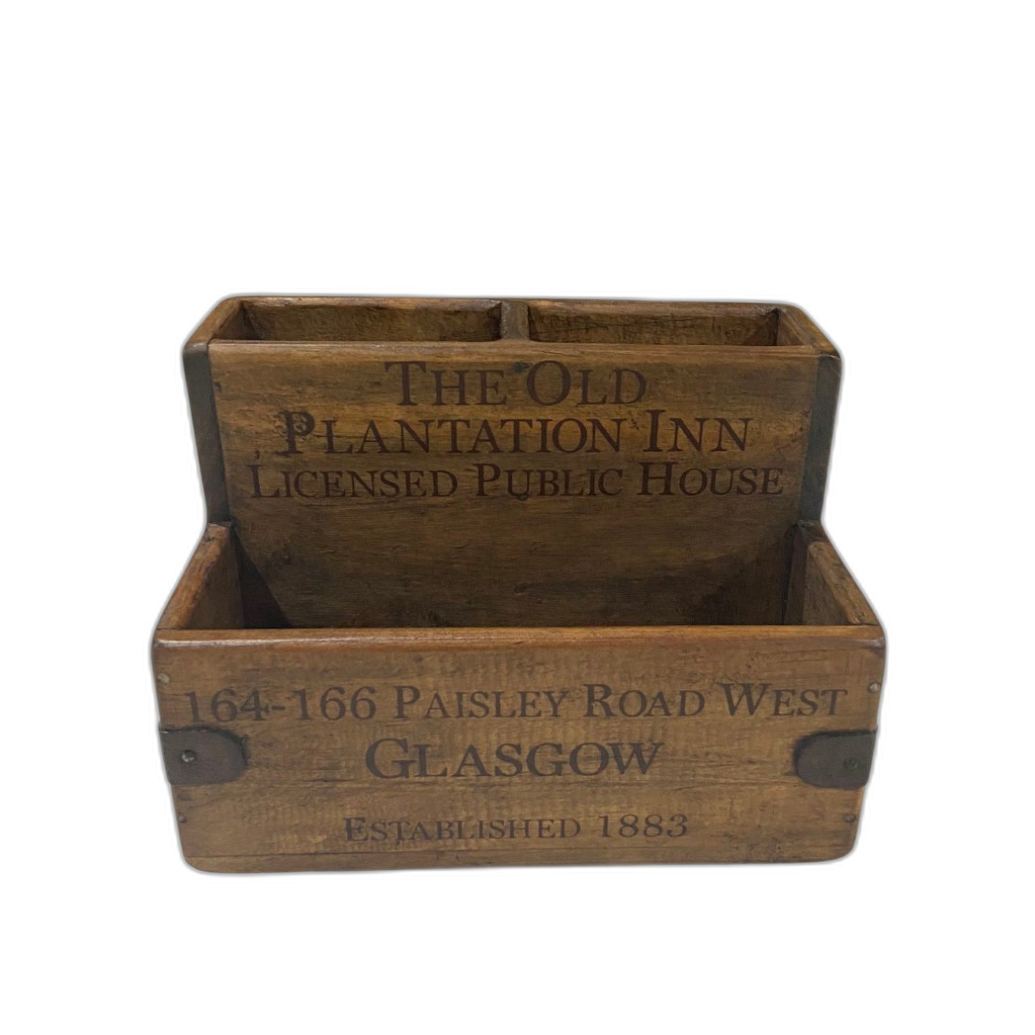 The Old Plantation Inn hand-stencilled wooden cutlery box in pine