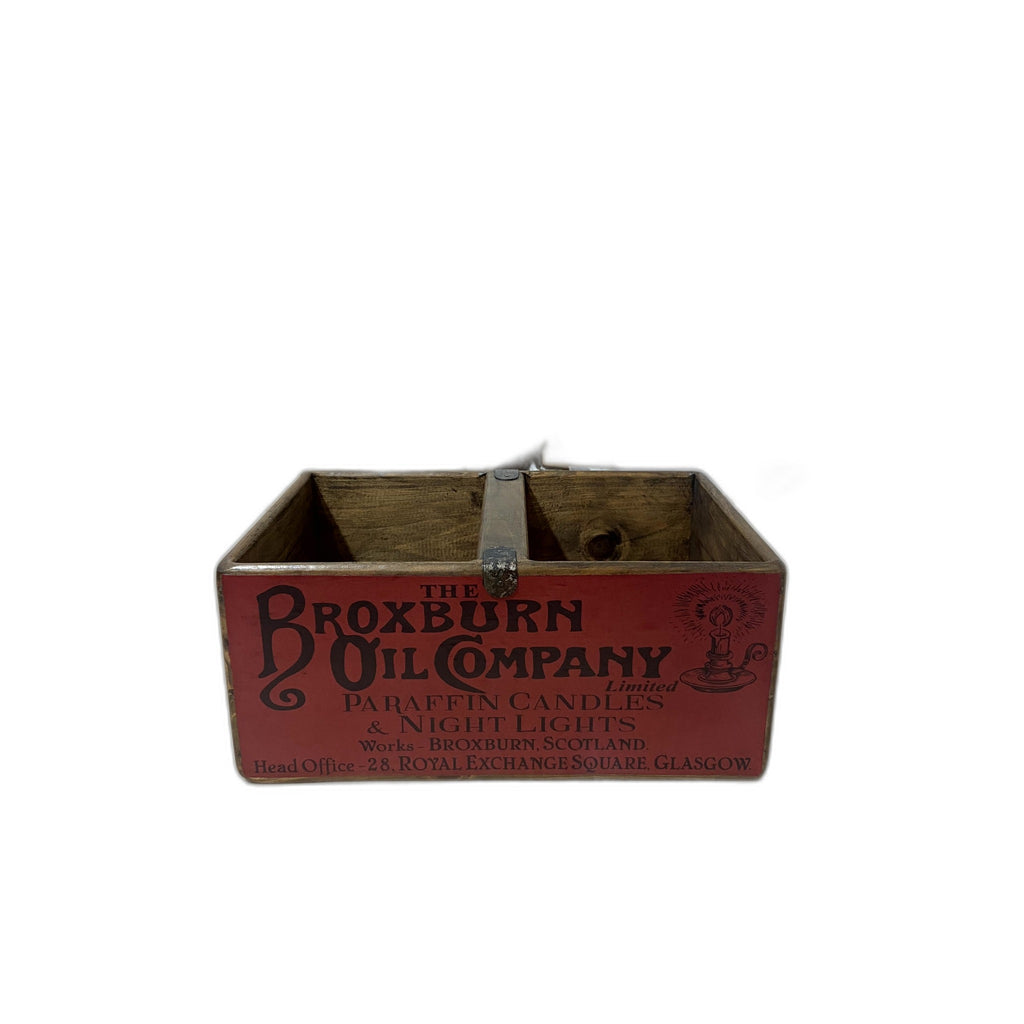 Broxburn Oil Co. colour print wooden storage box in pine, large size
