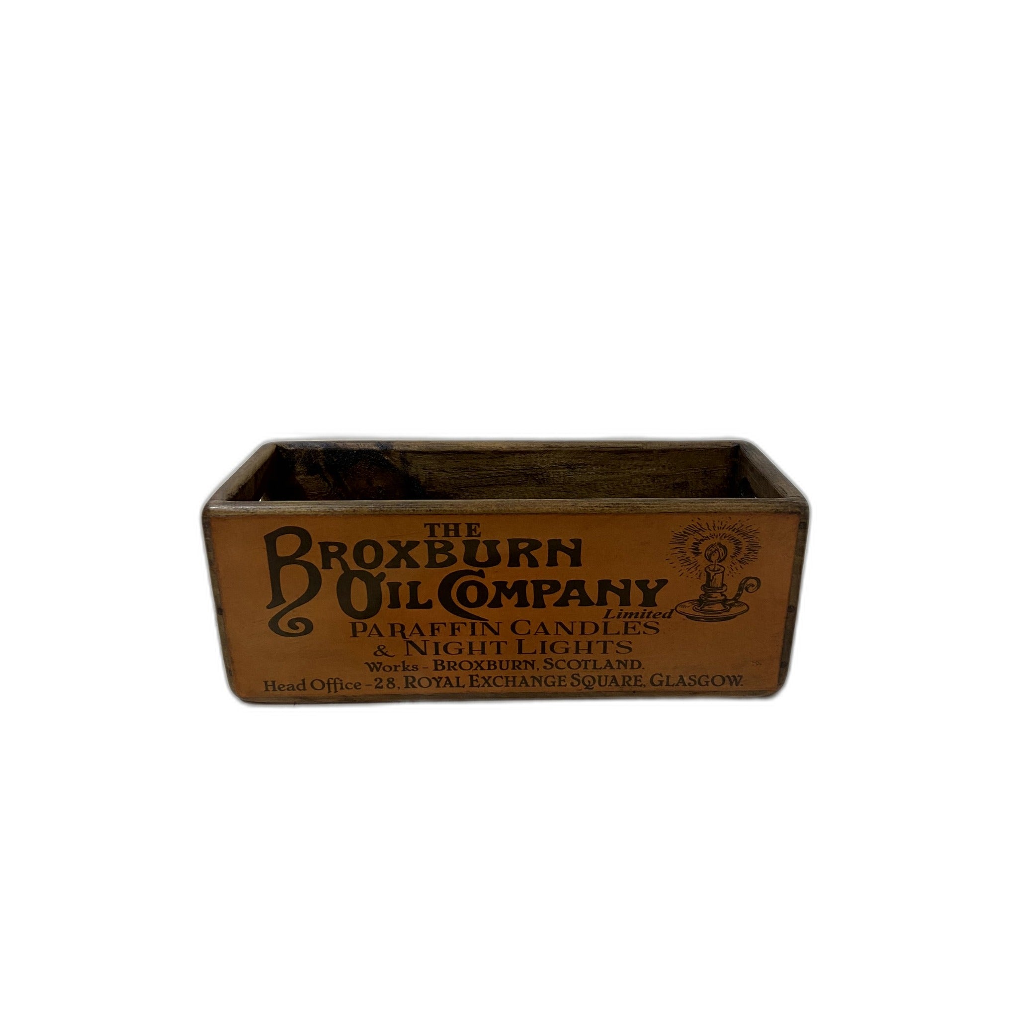 Broxburn Oil Co. colour print wooden storage box in sustainably sourced pine