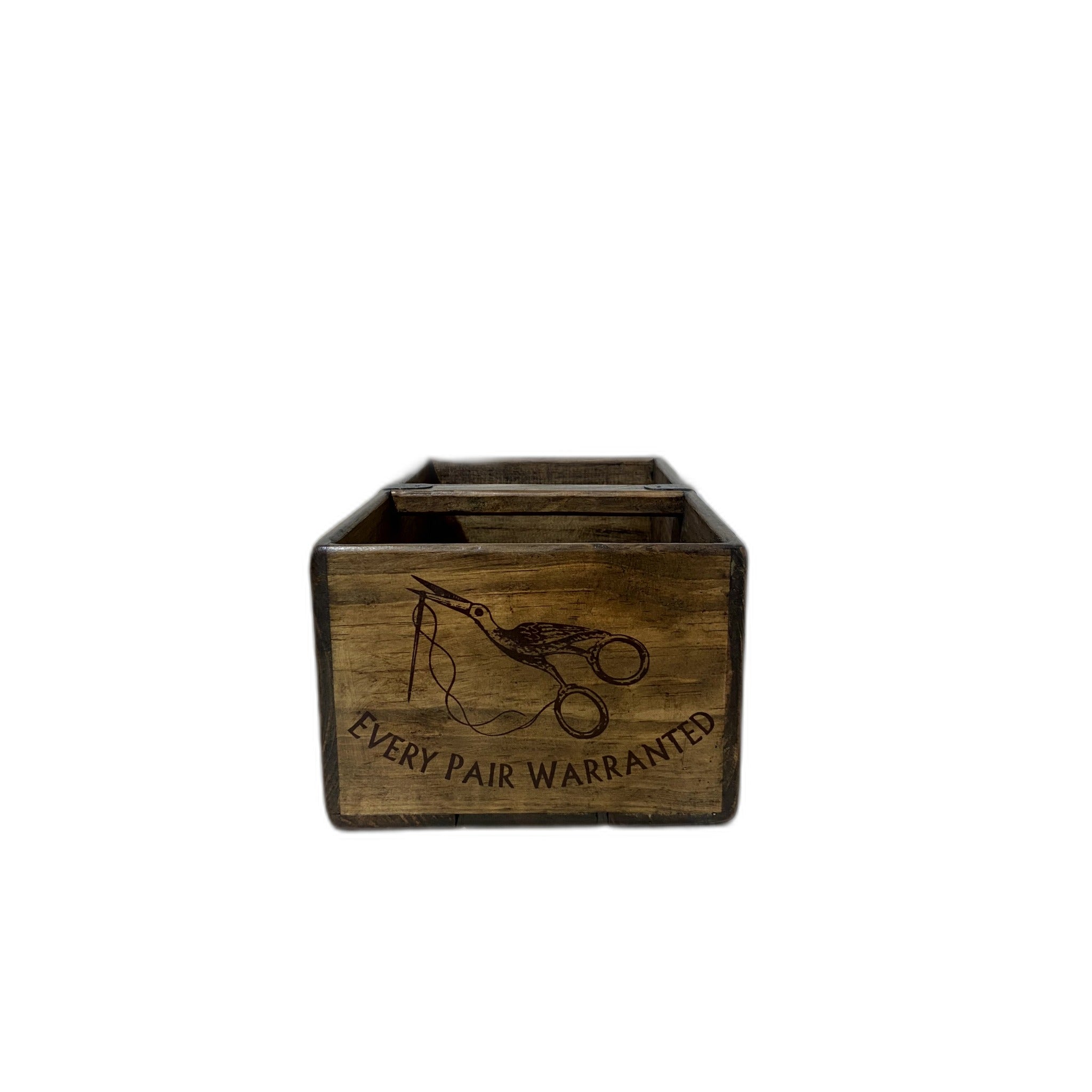 Jacobean Corsetry hand-stencilled large wooden storage box, front view