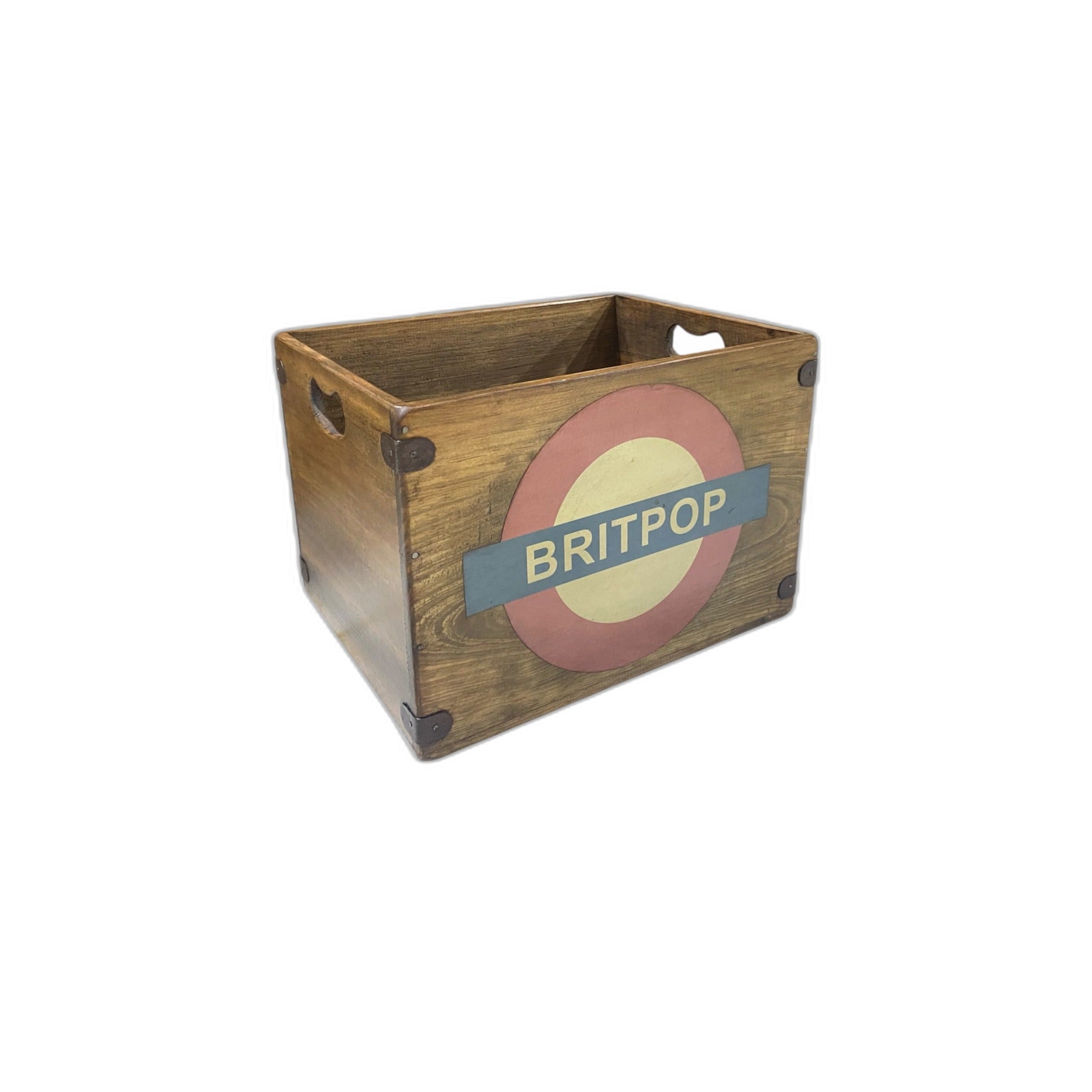 Handcrafted Vinyl Record Storage Box - Britpop (Vintage Style Print)
