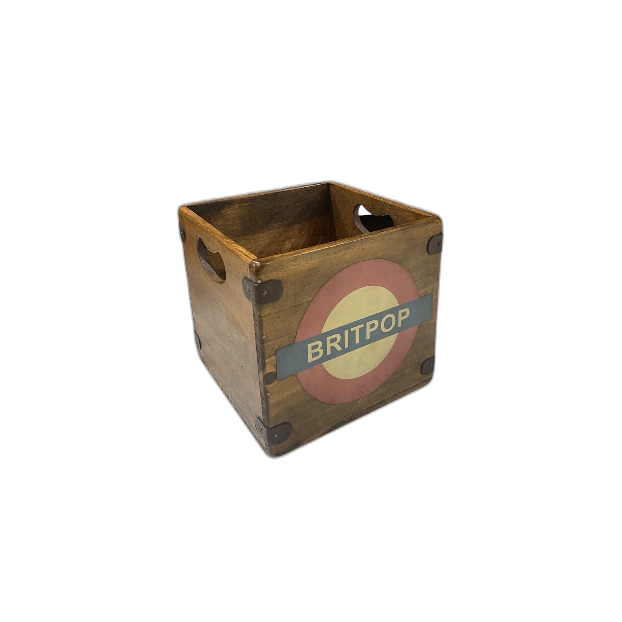 Handcrafted Small Vinyl Record Storage Box - Britpop (Vintage Style Print)