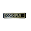 'Cock Lane' handcrafted Scottish wooden street sign in hand-painted pine