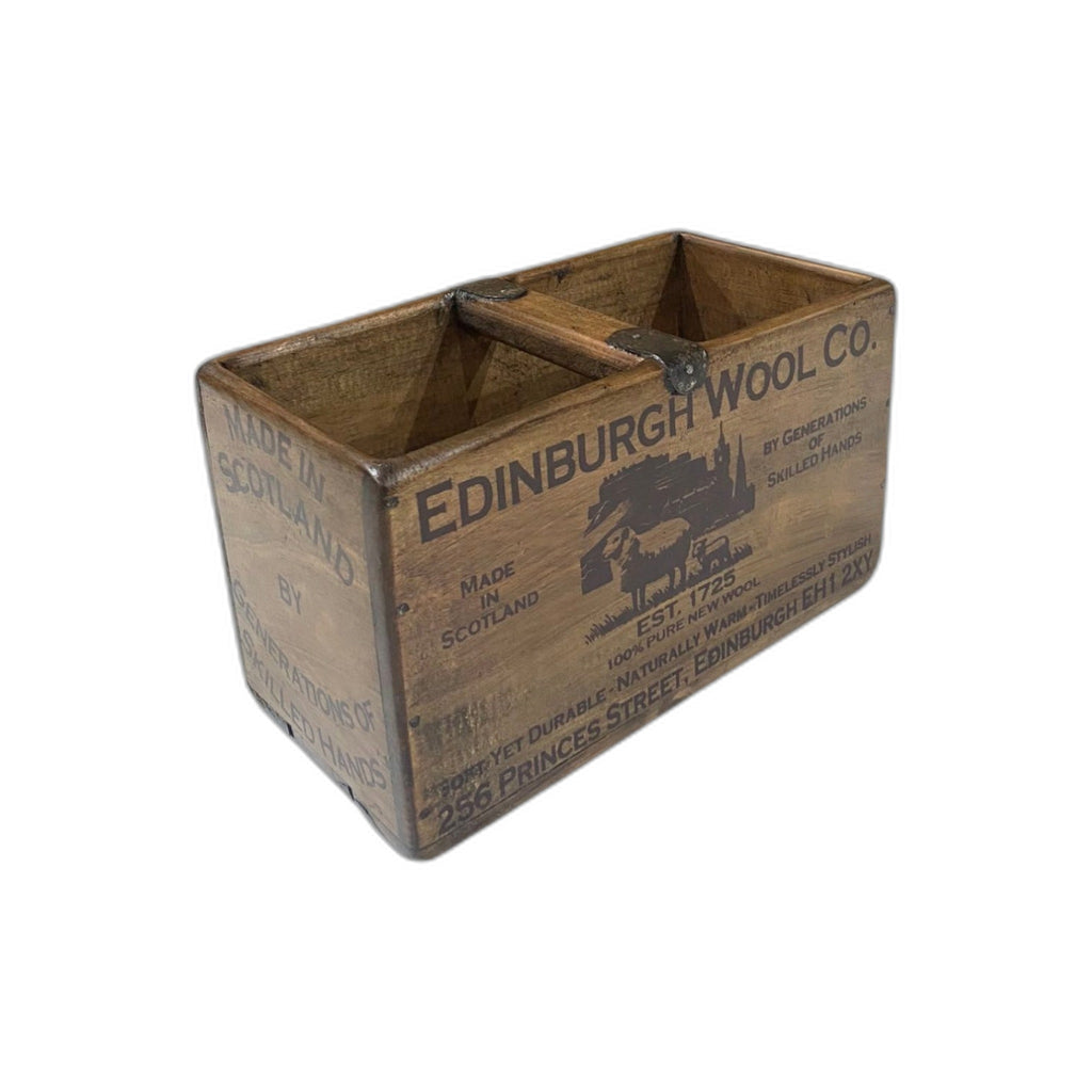 Edinburgh Wool Co. hand-stencilled wooden storage box in pine, small size