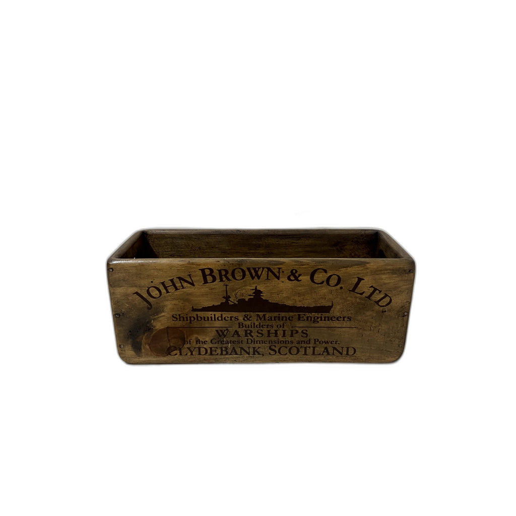 John Brown hand-stencilled wooden storage box in pine, Green Man Emporium