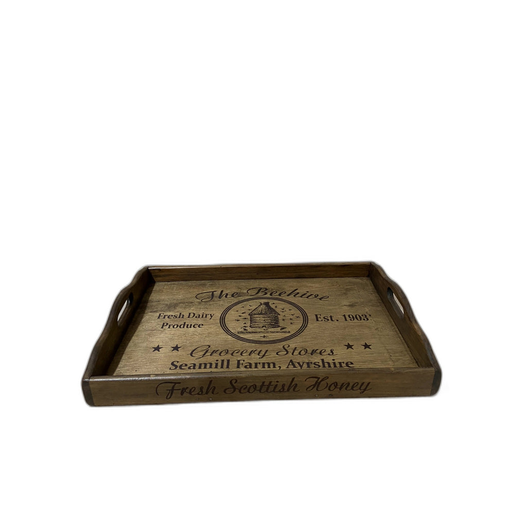 The Beehive hand-stencilled wooden serving tray, Green Man Emporium