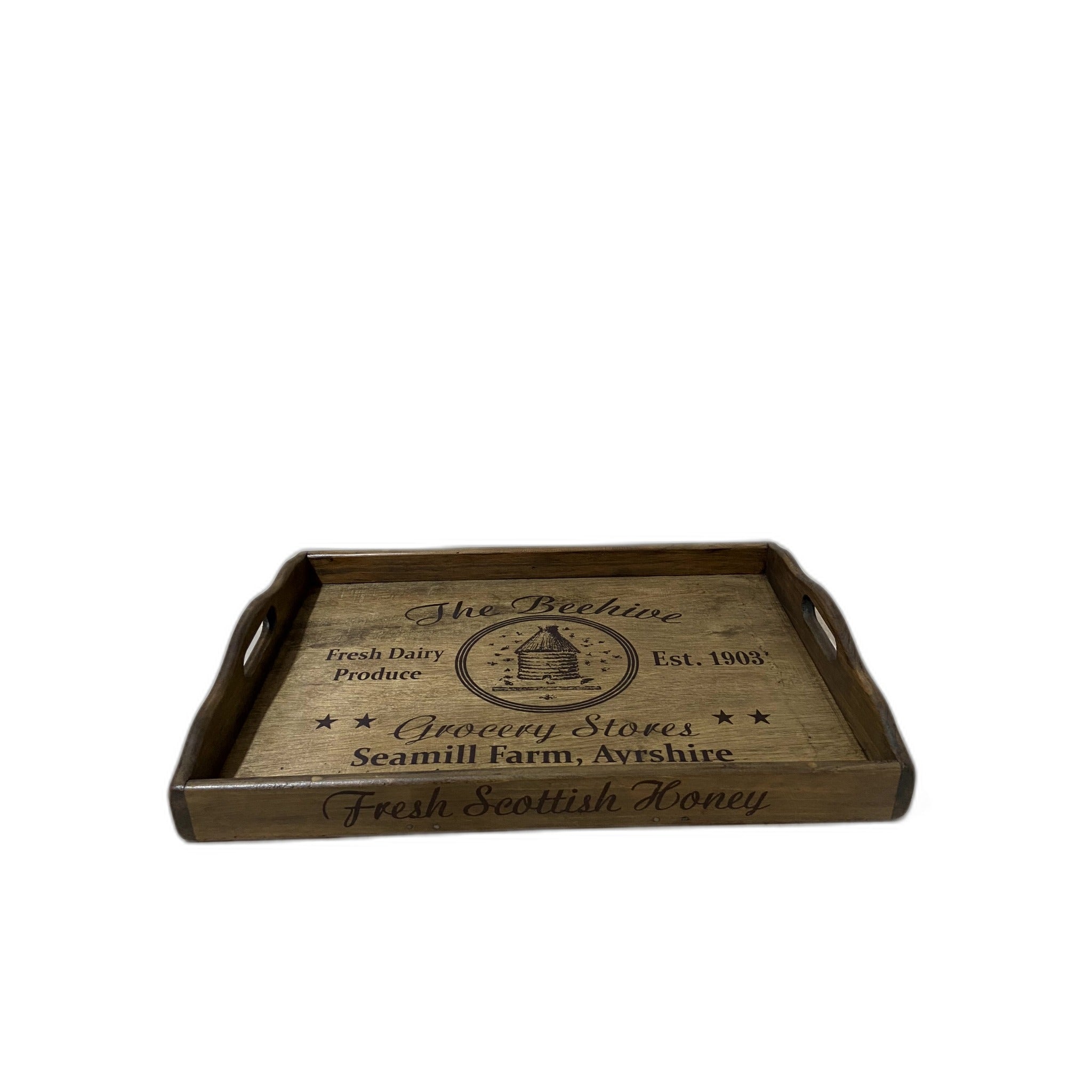 The Beehive hand-stencilled wooden serving tray, Green Man Emporium