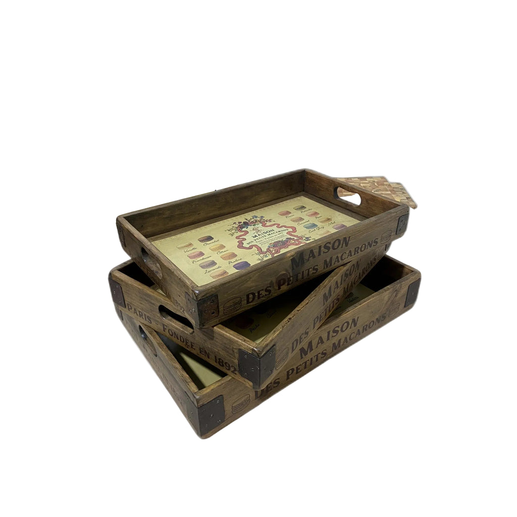 Macaron wooden serving tray, medium size