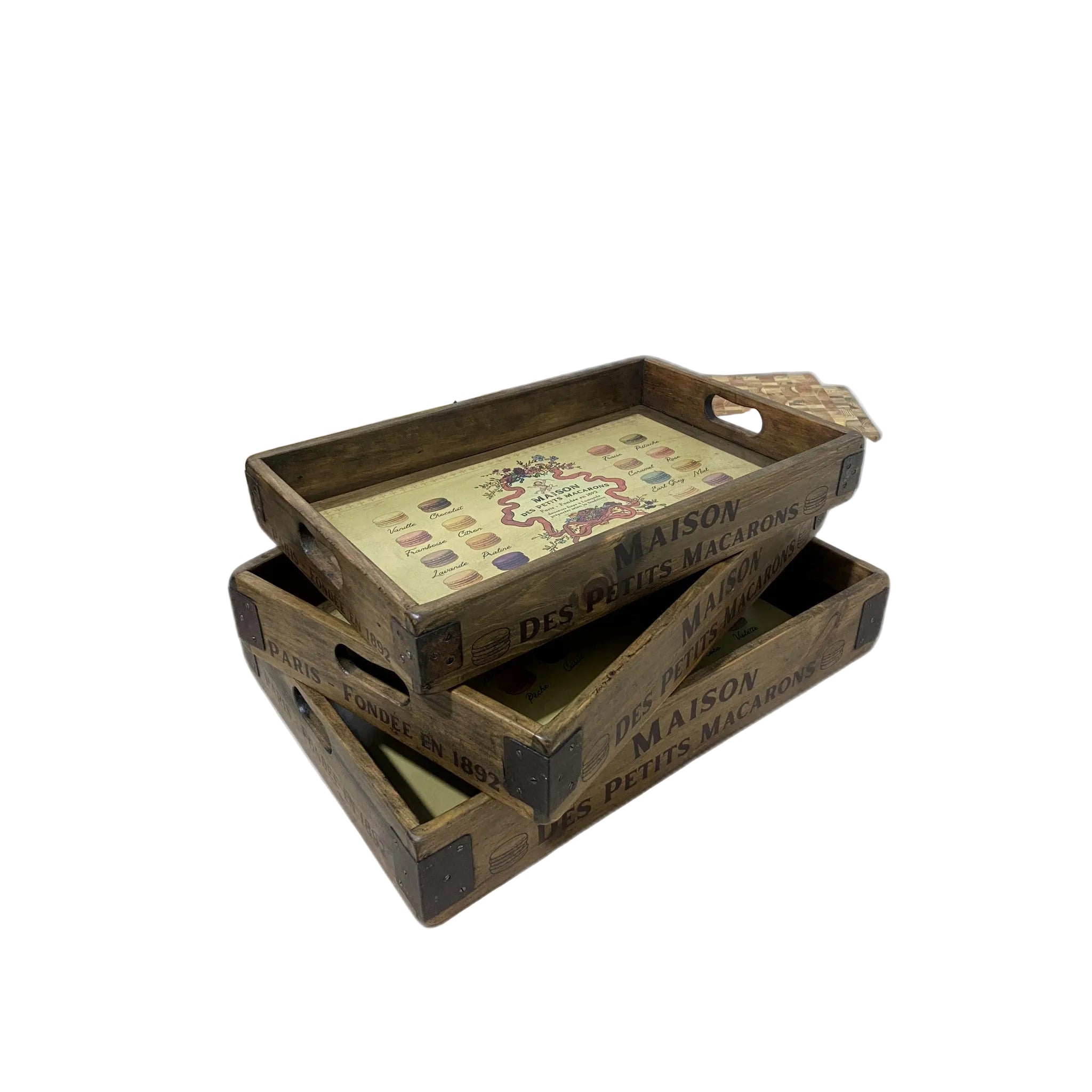 Macaron wooden serving tray, medium size