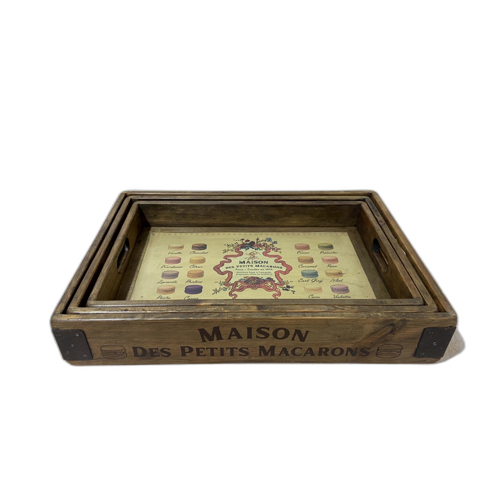 Macaron wooden serving tray, large size