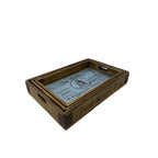 Zinc-lined wooden nesting trays with vintage Beehive stencil design, small